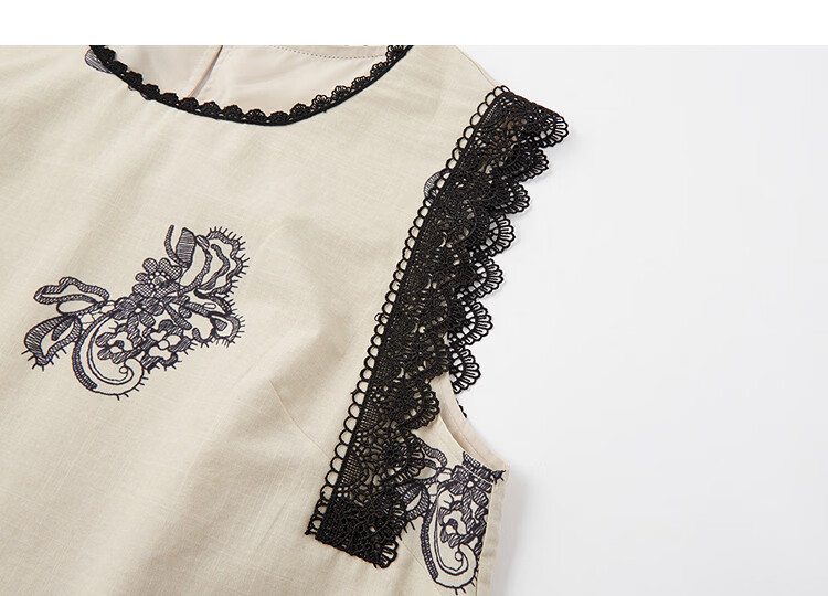 Demana [Oxygen Pure Cotton] Summer Romantic Urban Style Sleeveless Printed Lace Loose Slim Dress for Women Premium Feel 13