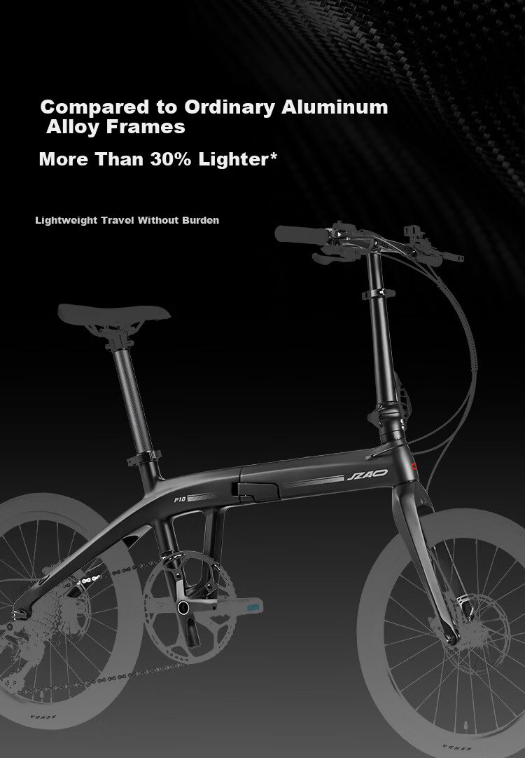 JD Jingzao F10 Ultra-Light Carbon Fiber Folding Bike Shimano 10-Speed 20-Inch Folding Bicycle for Adults and Students 4