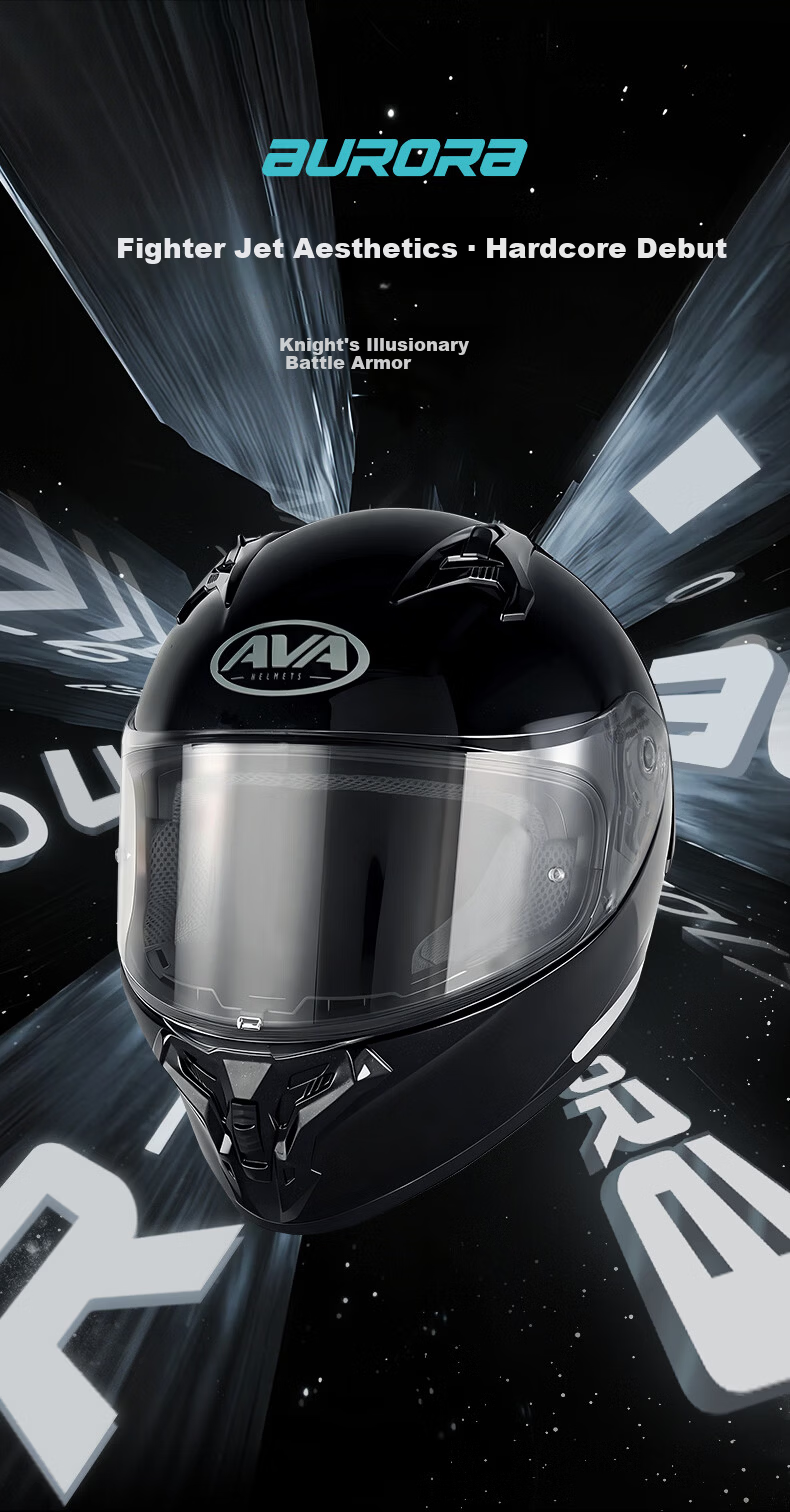 AVA Aurora Lightweight Racing Style Commuter Motorcycle Helmet Full Face Four Seasons Unisex Riding Obsidian Black L 1