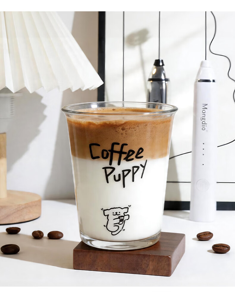 Mongdio Glass Coffee Cup Iced Americano Cold Brew Dirty Iced Latte Transparent Cup Letter Iced Cup 350ml 3
