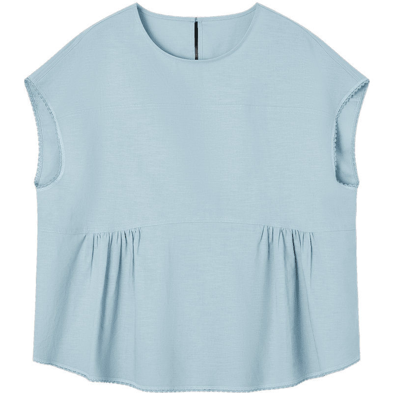 Demana [with Flax Cloud Cotton] Summer Simple Style Round Neck Covered Sleeve Lace Lightweight Loose Slim Shirt for Women Premium