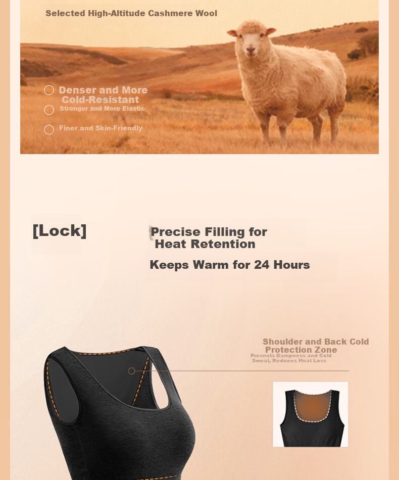 LUCKMEEY Wool Warmth Integrated Thermal Underwear for Women with Chest Pad, Fleece-Lined Thickened Heating Vest 15