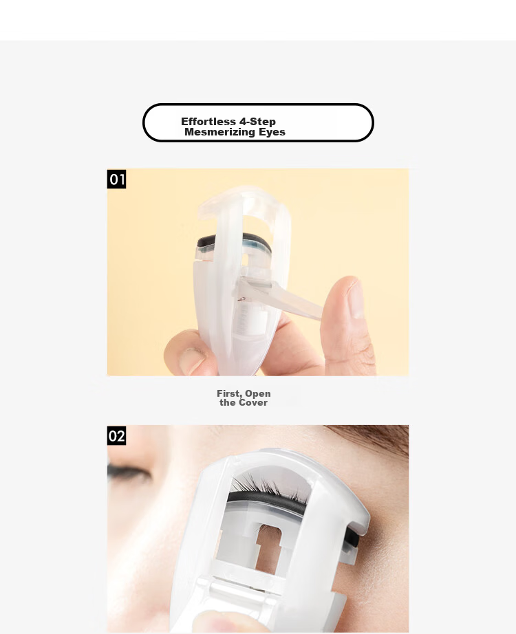 Ukiss New Frameless Double-Head Eyelash Curler Long-Lasting Curl with Built-in Lash Comb Portable Curler 8