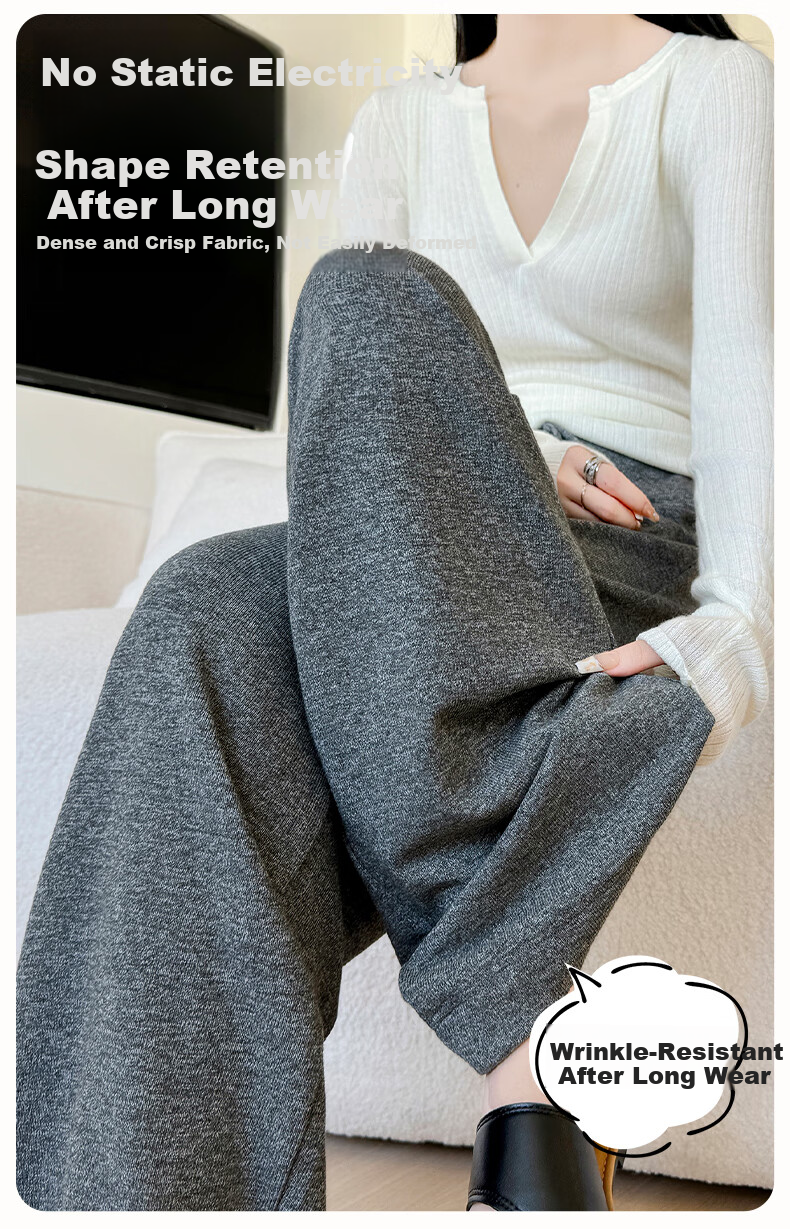 FitonTon Women's Horizontal Striped Knit Towel Pants, New Spring And Summer Style, Slimming Straight-Leg Sweatpants, Casual Lazy-Style Trousers 7