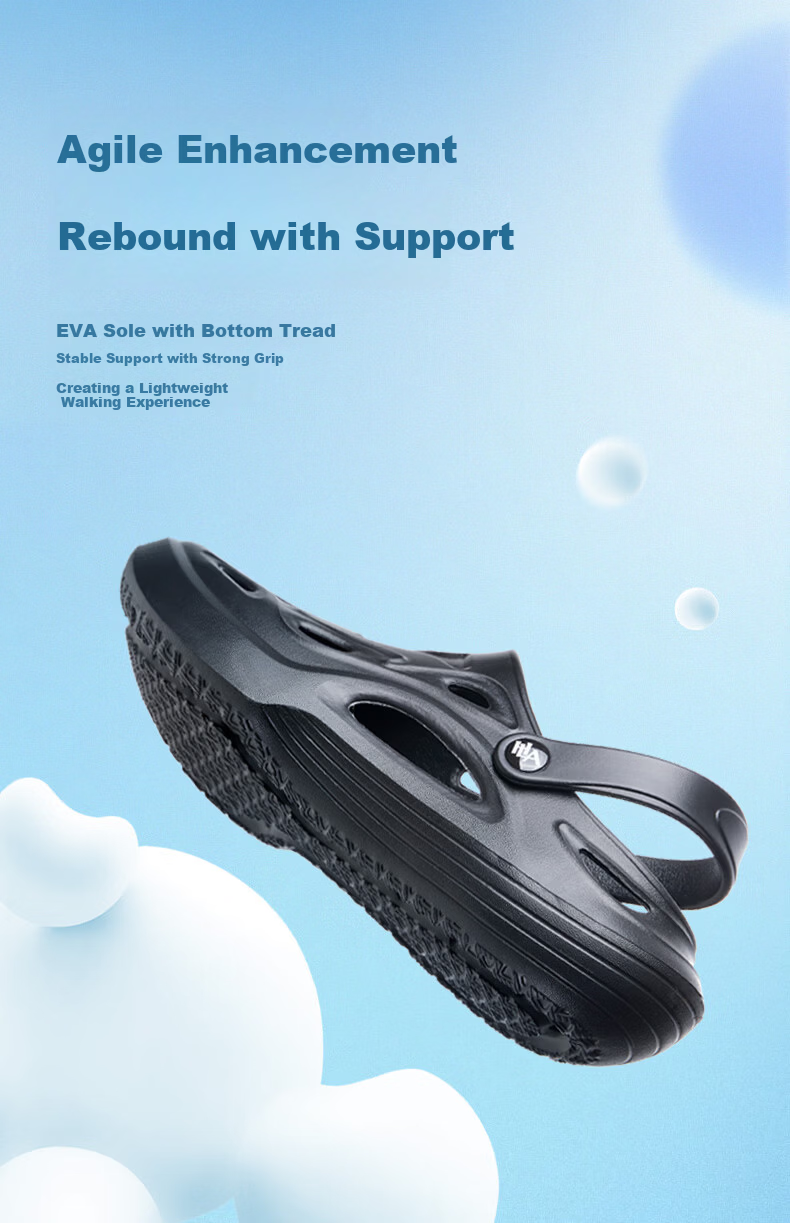 HLA Men's Sandals Hollow Toe Comfortable Slippers HAALXM2DBK120 Black Size 38/39 (Dual Size) 2