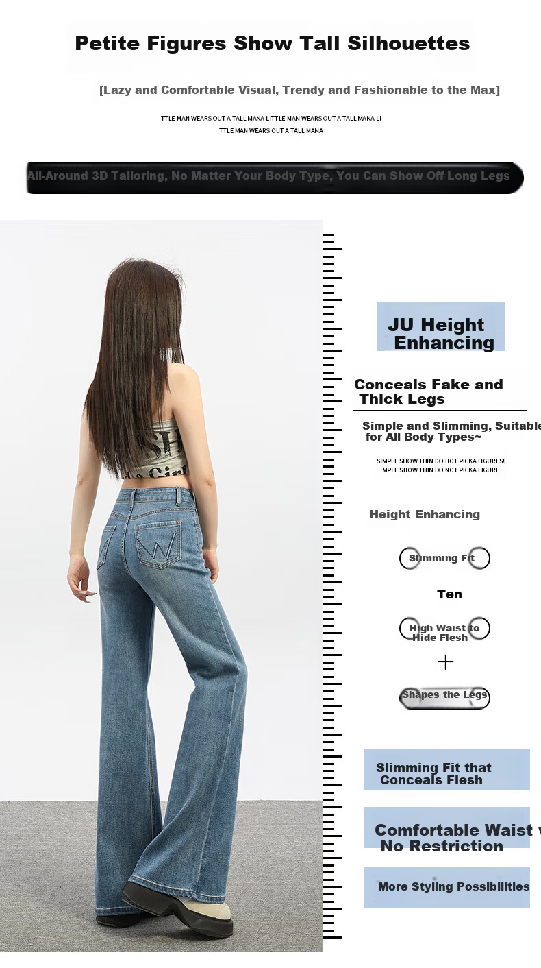 Jeanswest Women's Summer American Vintage High-Waist Slim Fit Flared Khaki Jeans XL 6