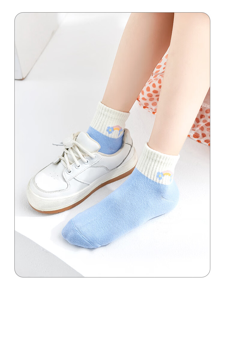 MiiOW Children's Socks for Girls, [Soft And Comfortable Cotton + Versatile], Mid-Calf Socks, Casual Cotton Socks for Baby Girls in Puberty 22