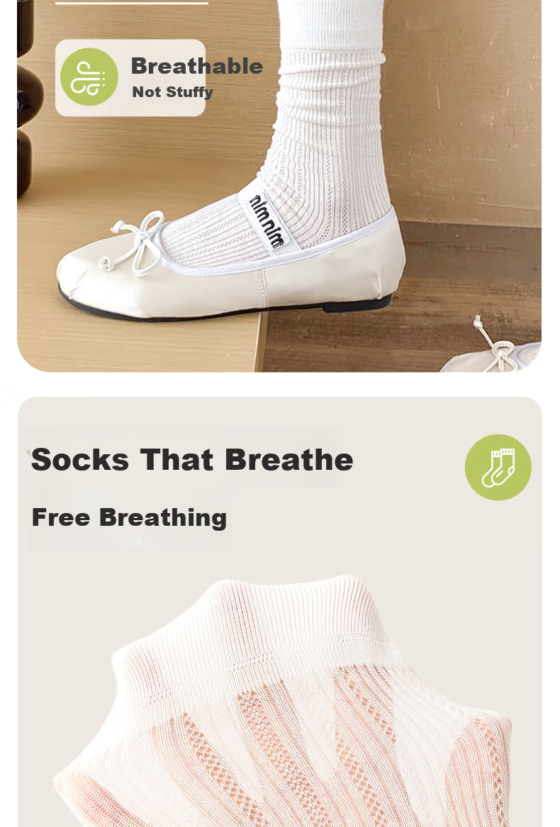 Qihaiqiu Women's Disposable Summer Thin Mesh Breathable Calf Socks Ballet Style Long Socks White 10 Pairs 4