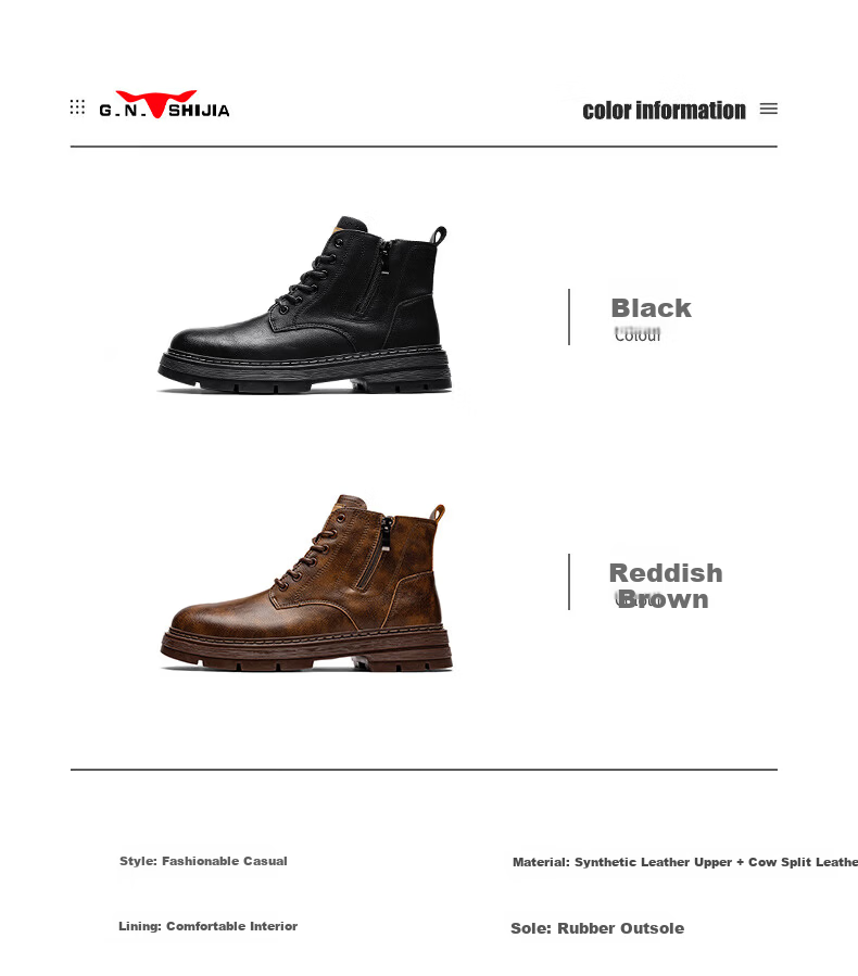 Bull Family [Zhang Ruoyun Same Style] Men's Genuine Leather Martin Boots 2026 Autumn Winter New High-top British Style Work Boots for Men 2