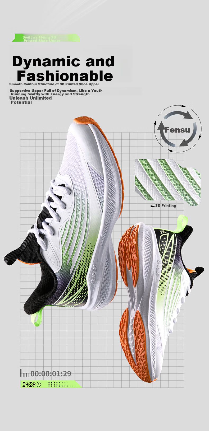 361° Flash Speed 3.0 Children's Racing Running Shoes, Summer Youth Breathable Quick-Rebound Sports Exam Shoes, White, Size 40 6