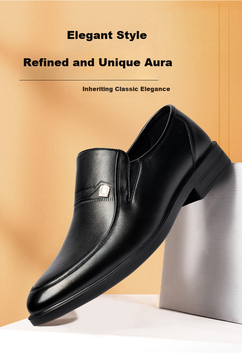 LAORENTOU Men's Business Formal Leather Slip-On Driving Shoes First Layer Cowhide Black Size 38 A90135 2
