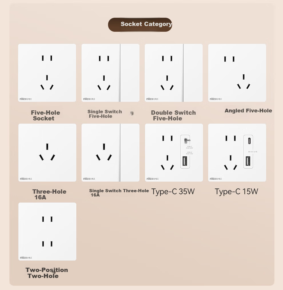 NVCleishidiangong Switch Socket, Two-Way Double Control Switch, 86-Type Ultra-Thin Panel Switch, N29 White 1