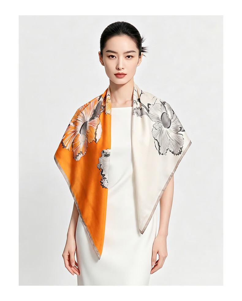 Baoshelan 90cm Silk Square Scarf Women 100% Mulberry Silk Scarf Spring Summer New Carriage Ballad Gift for Bestie Birthday 7