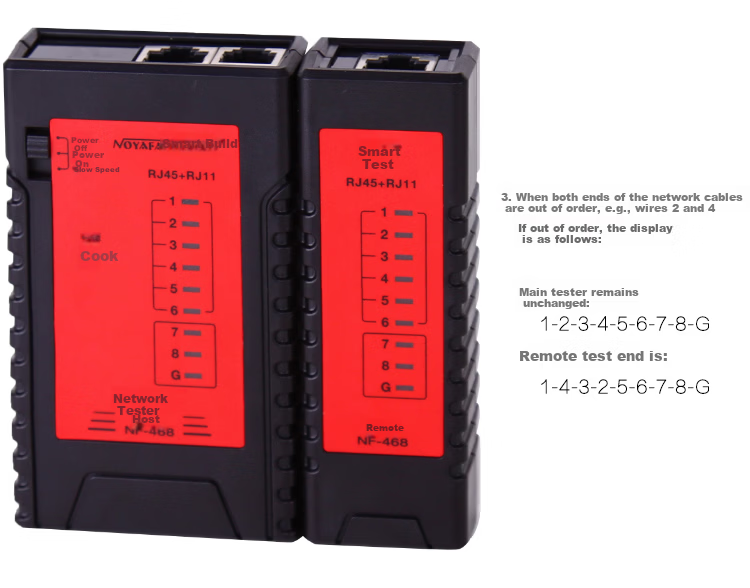 Smart Mouse NF-468 Network Tester Dual-Use Cable Tester for Network and Telephone Lines with 9V Battery Included 11