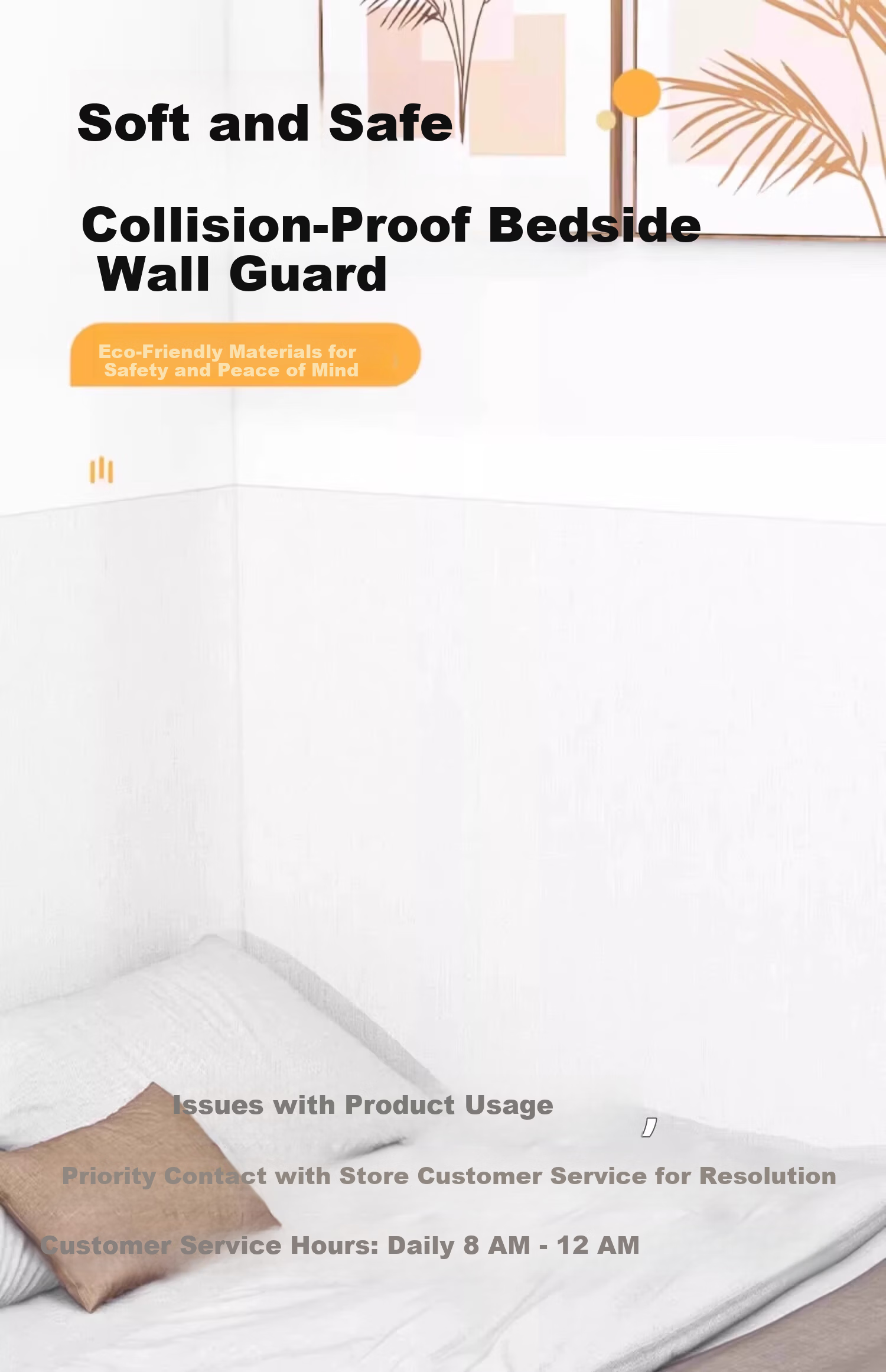 Newbelity Upholstered Headboard Soft Pack Children's Anti-Collision Wall Sticker Tatami Soft Pack Wall Surround Self-Adhesive [50*280cm] Off-White 1 Roll 1