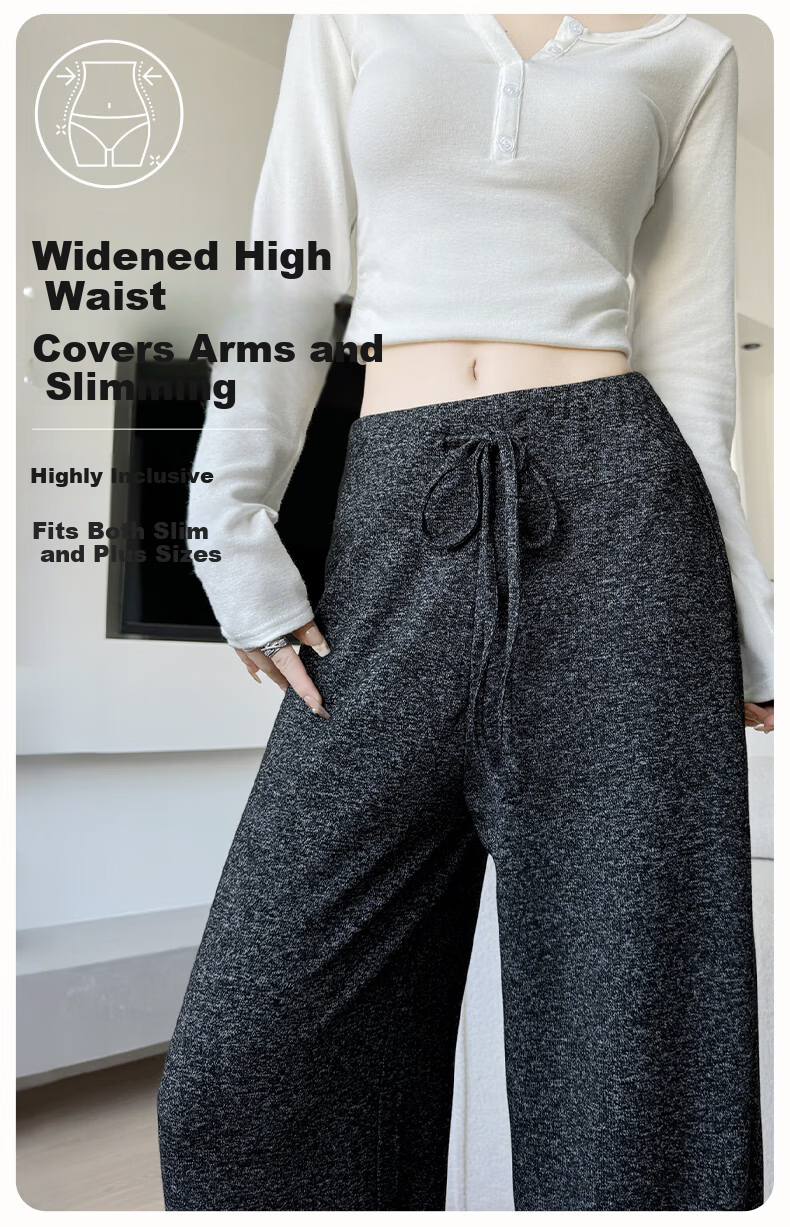 FitonTon Women's Horizontal Striped Knit Towel Pants, New Spring And Summer Style, Slimming Straight-Leg Sweatpants, Casual Lazy-Style Trousers 6