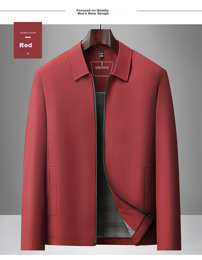 ROMON Executive Jacket Men's Spring and Autumn Casual Lapel Coat Middle-aged and Elderly Dad Style 2539 Black 4XL 14