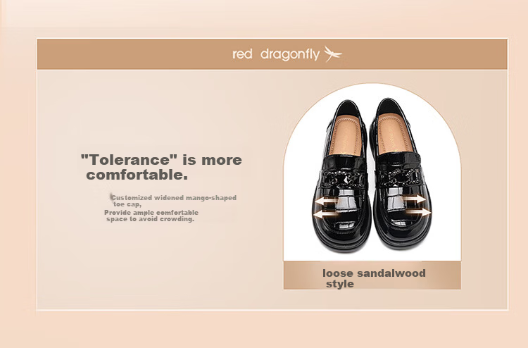 Red Dragonfly Women's Loafers Fashionable Versatile Shiny Leather Flats Commuter Low-Cut Shoes WTB353431 Black Size 38 3