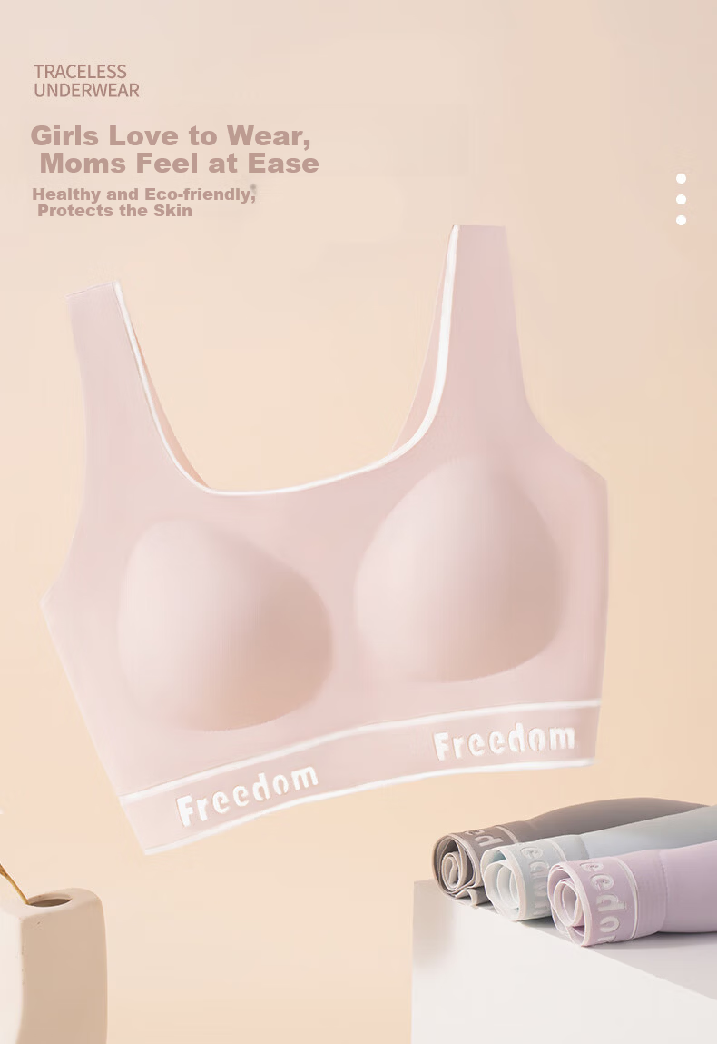 Ailier & ouluola 2026 New Girls' Underwear, Puberty Bra for Middle And High School Students, Ages 12-16, Second And Third Stage, Sports Gray, Size L 10