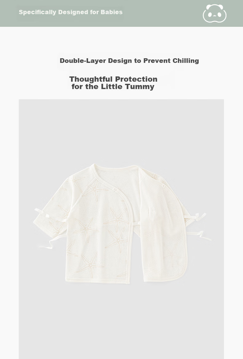 Guaiqi Bear Infant 3/4 Sleeve Tie-Closure Monk Suit Modal Half-Back Shirt Newborn Baby Delivery Room Seamless Summer Top 6