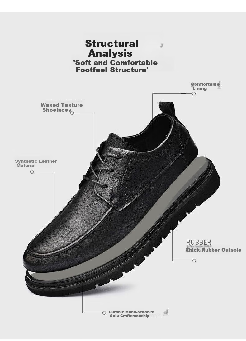 MULINSEN Men's Business Casual Breathable Soft Sole Formal Leather Shoes Black Size 41 Model 99128 2