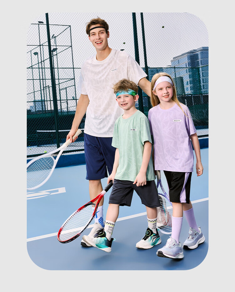 ASK JUNIOR Parent-Child Running Sports Set Summer Kids Boys Girls Quick-Dry Cooling Short Sleeve T-Shirt Shorts Youth Two-Piece Set 13