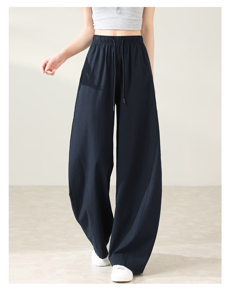 Langsha Women's Summer Wide-Leg Pants Thin High-Waist Slim Casual Loose Tencel Lyocell Straight-Leg Pants 30