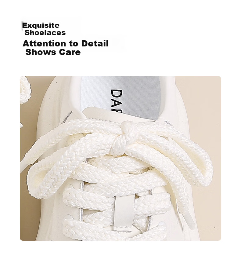 Daphne Popular Thick Sole Height Increasing White Sneakers for Women 2026 Spring New Versatile Casual Shoes Beige Black Size 36 9