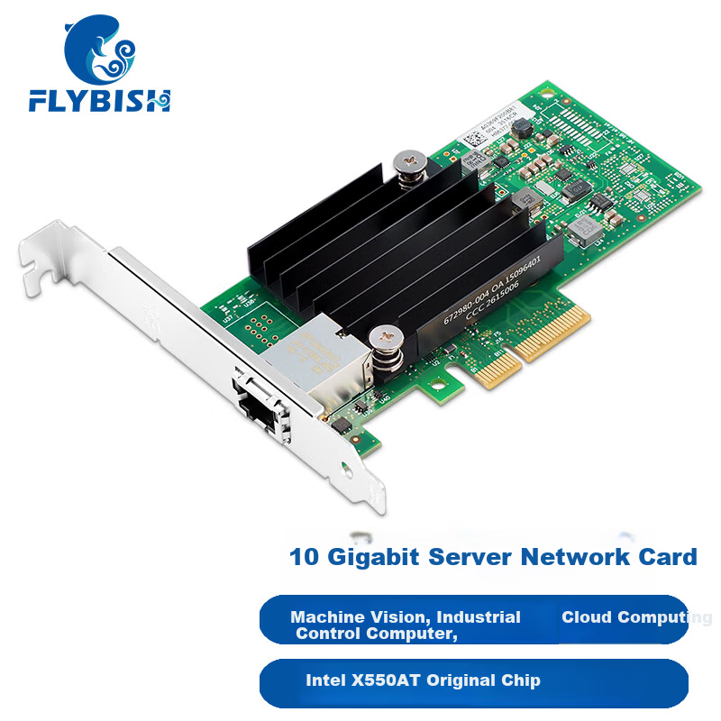 FLYBISH X550-T1 10G Network Card Intel X550AT Chip PCI-E X4 10G/5G/2.5G/1G RJ45 Copper Ethernet Server Network Card