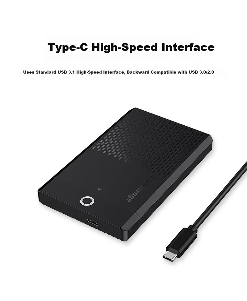 LINSTORAGE RGB Metal 2.5-Inch SATA External Hard Drive Enclosure for Laptops, Mechanical SSD And Solid State Drive, USB External Case 5