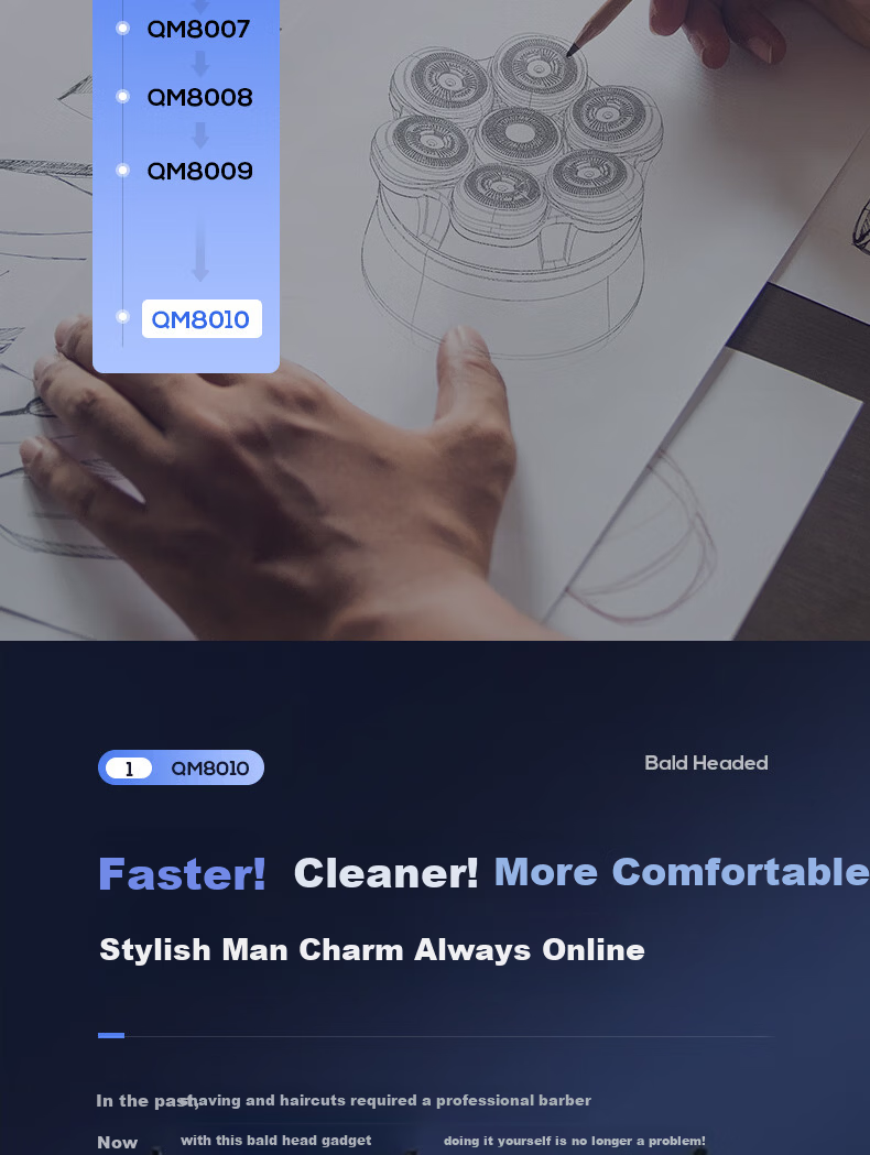 Qiman Hair Clipper for Shaving Head, Upgraded with 3 Power Levels, Men's Electric High-Power Shaver for Self-Shaving Head, New Model 2026, Father's Day Gift 4