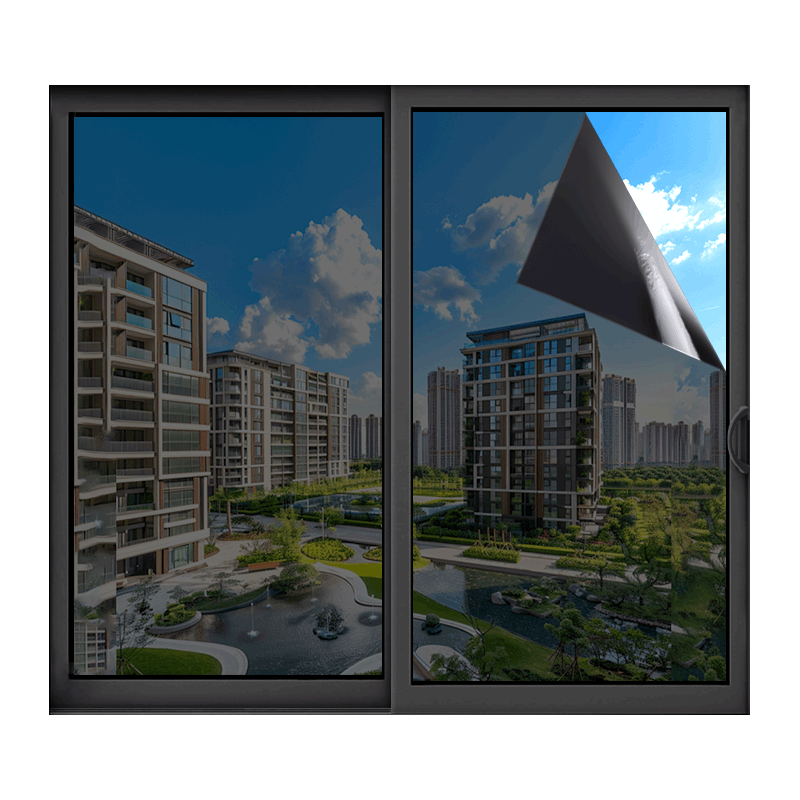 Modouyu Sun Protection And Heat Insulation Film, Window Blackout Sticker, 0.6*2m, Glass Privacy Anti-Peeping Shade Film, Semi-Blackout Film