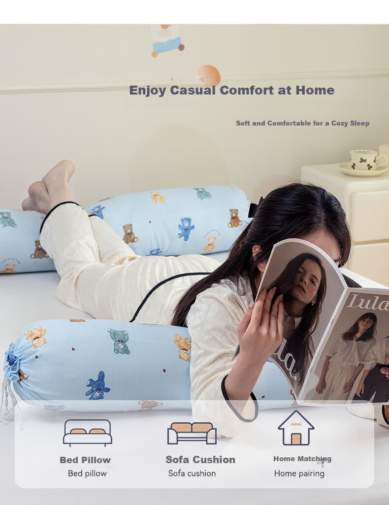 Jinhao Antibacterial Candy Long Body Pillow Side Sleep Leg Hugging Pillow Removable Washable 1.1m Teddy Bear 4