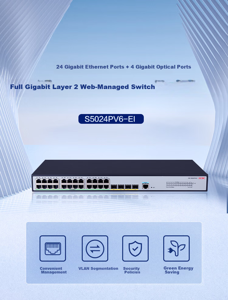 H3C S5008PV6-EI, 8 Ethernet Ports + 2 Fiber Ports, Full Gigabit Layer 2 Managed Enterprise-Grade Network Switch, IPv6/Smart Stack/Layer Aggregation/VLAN 2
