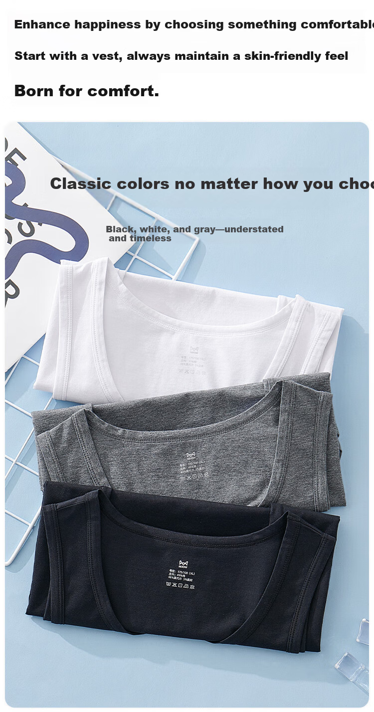 Miiow Men's Cotton Modal Vest Sleeveless Sweat-Absorbing Undershirt Outerwear Father's Day Gift 3