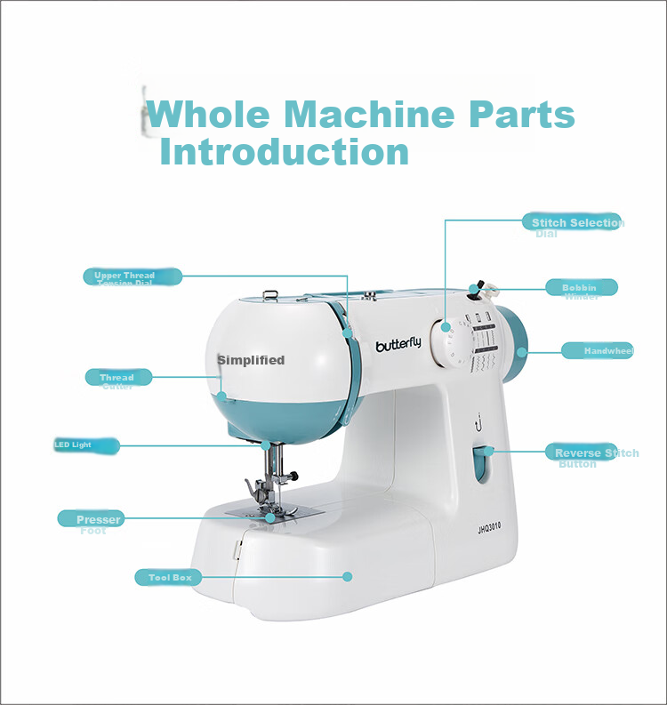 BUTTERFLY JHQ3010 Entry-Level Home Electric Sewing Machine Desktop Multifunction Mini Overlock Thick Fabric Capable 16
