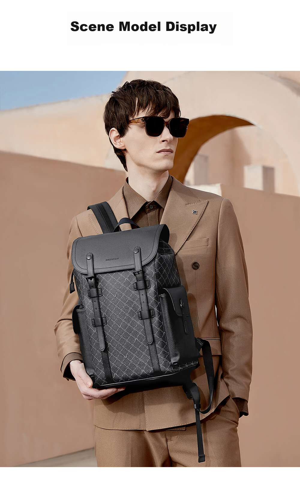 MEXICAN Men's Large Capacity Backpack Casual Travel Laptop Bag Business Lightweight Luxury High-End Stylish Tourism Backpack 14