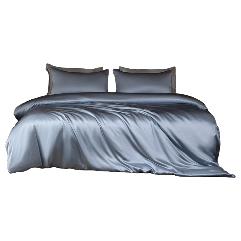 SILKUEEN Premium 6A Mulberry Silk 4-Piece Bedding Set 100% Mulberry Silk Bed Linen 200x230cm Blue Gray