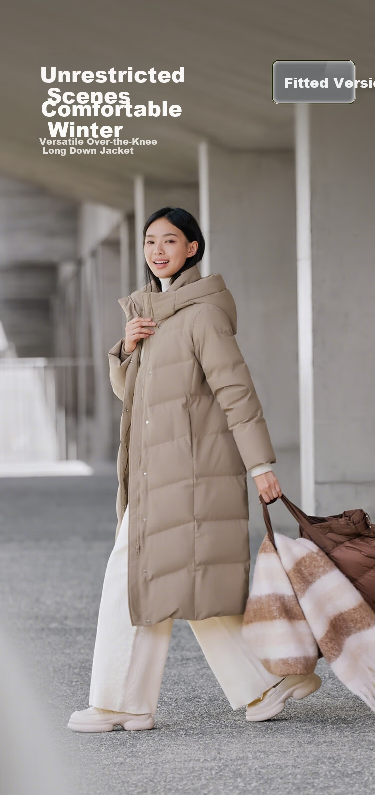 Bosideng Off-Season Women's 90% Down Oversized Extra-Long Thickened Hooded Warm Versatile Coat 1