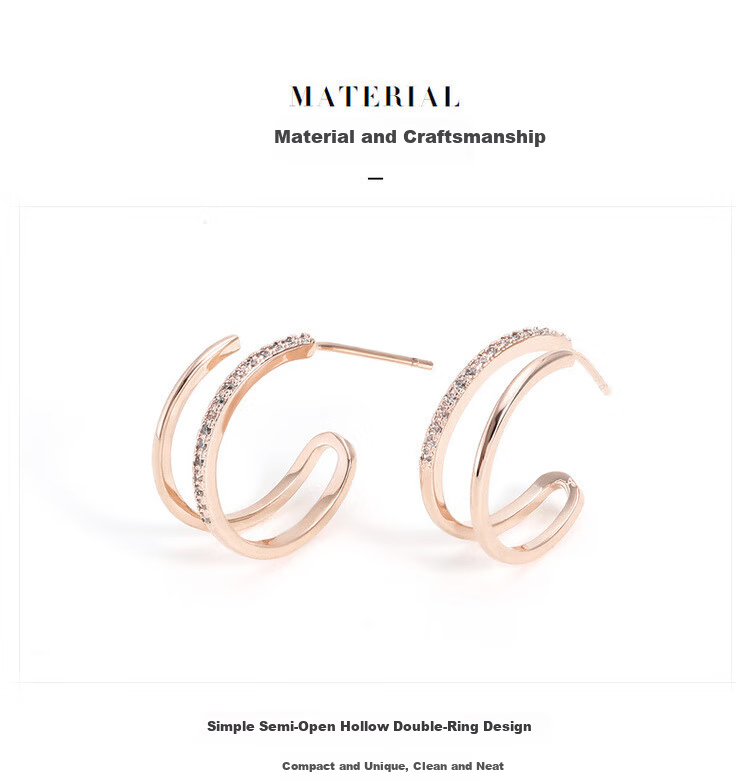 AJIDOU Minimalist Geometric Double Hollow Circle Delicate Stud Earrings for Women New Year Gift 10