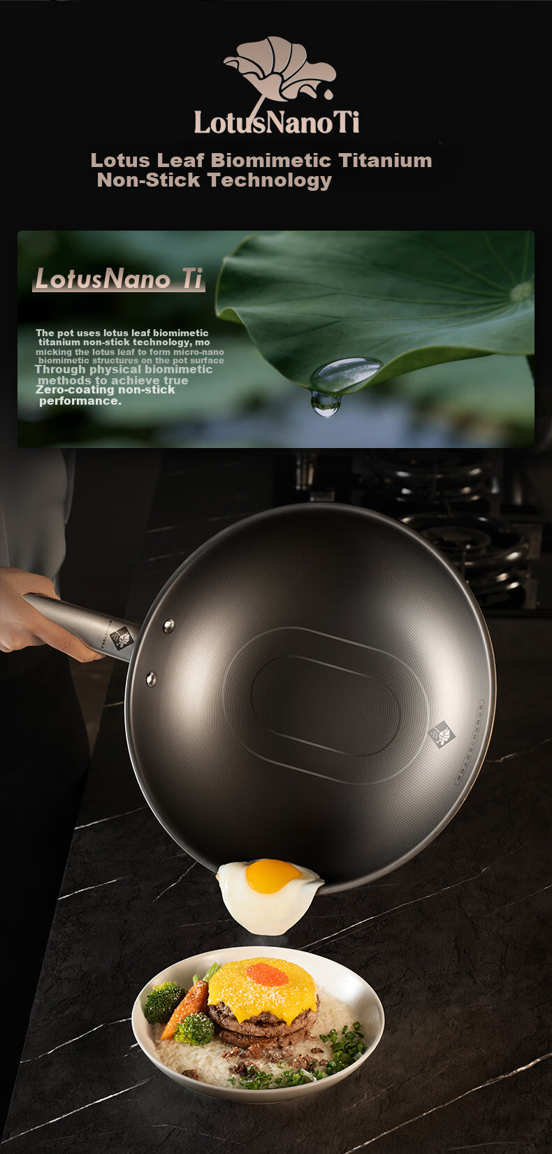 KOBACH 5th Generation True Titanium Non-Coated Non-Stick Antibacterial Frying Pan 32cm Compatible with Induction and Gas Stoves 3