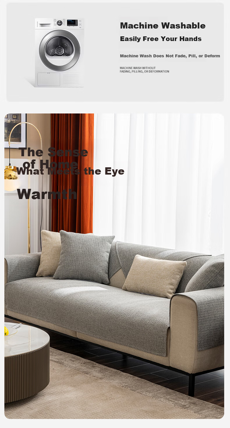MUJI Sofa Cushion Cover Slipcover Sofa Seat Pad Four Seasons Non-Slip Armrest Backrest Cloth 90x90 Rustic 6