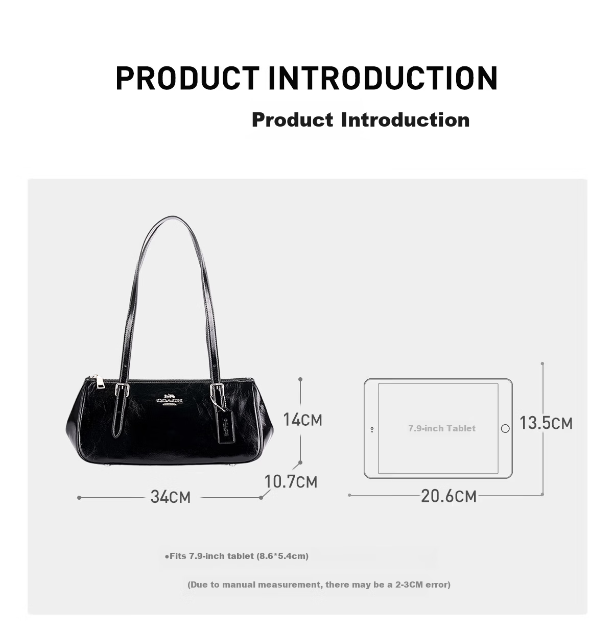 COACH ASHER Women's Solid Color Shoulder Crossbody Baguette Bag Black CBJ05 Gift 2