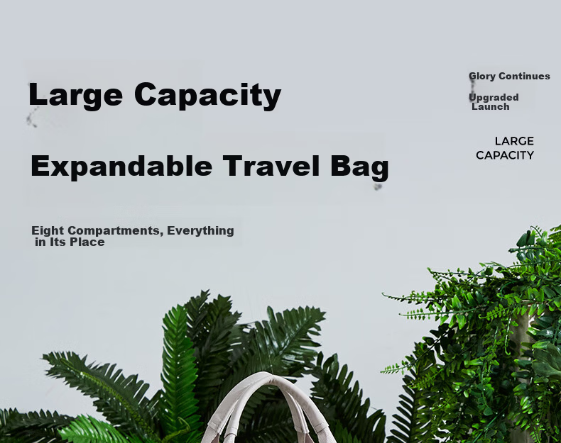HANKE Foldable Travel Bag Women Luggage Bag Men Handbag 39L Large Capacity Expandable Carry-on Storage Dune Gray 2