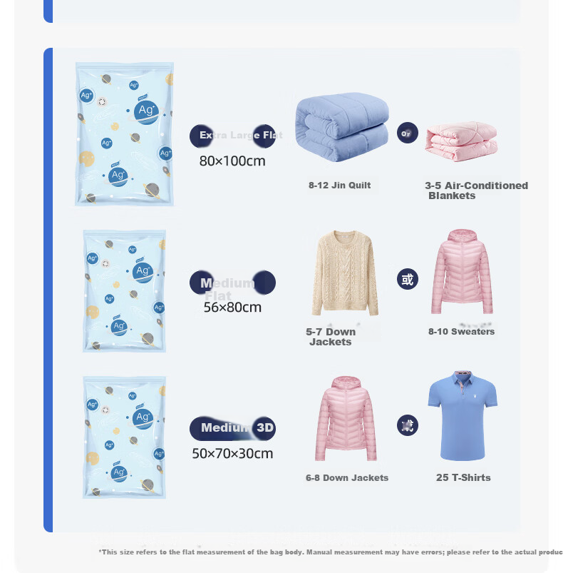 Taili Antibacterial Vacuum Compression Storage Bags Large Capacity Clothes Packing Organizer Bags for Baby Clothes and Quilts, 5 Extra Large Size 15