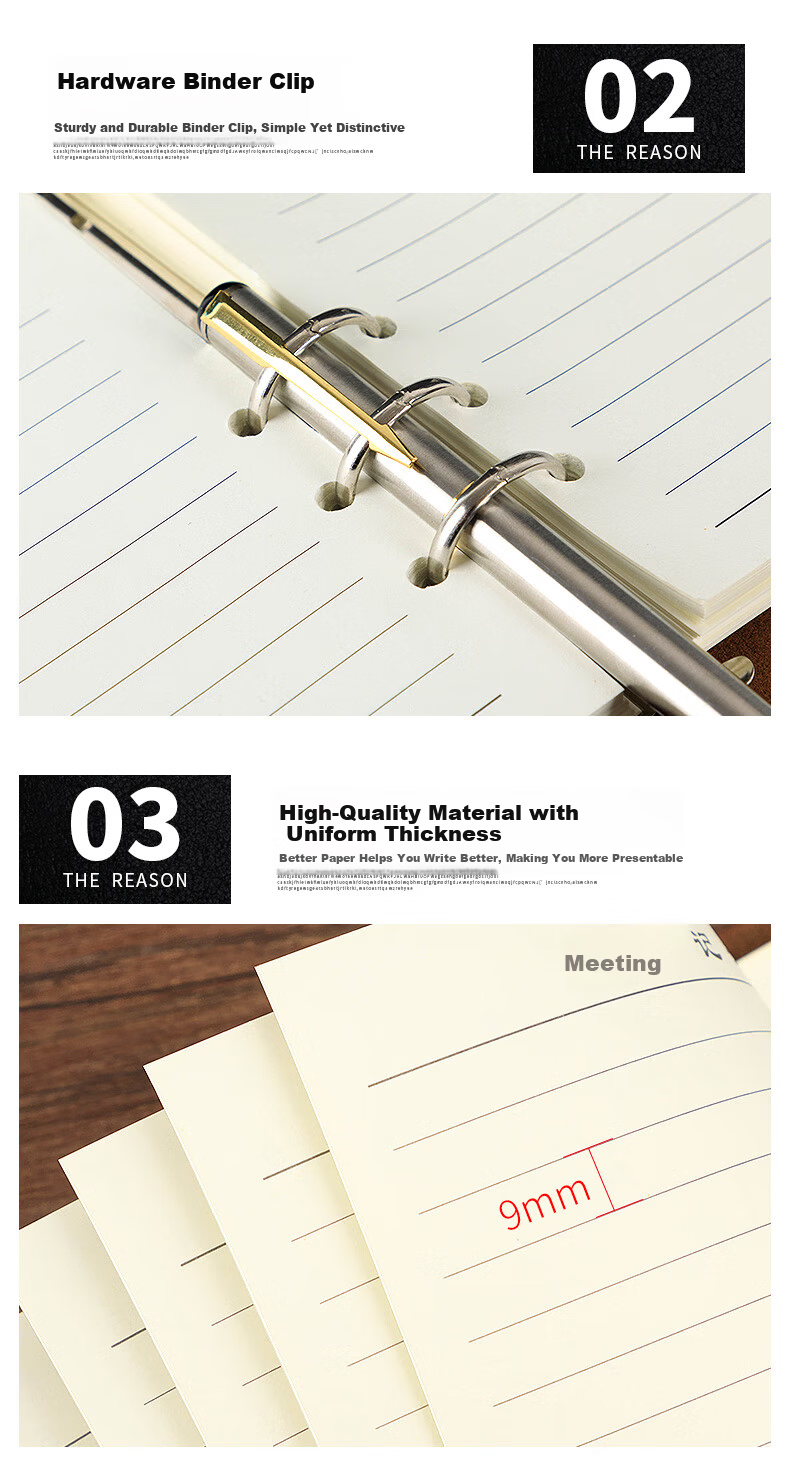 Langjie Thickened Meeting Notebook 96 Pages Large B5 Leather Cover Work Log Customizable Stationery 7