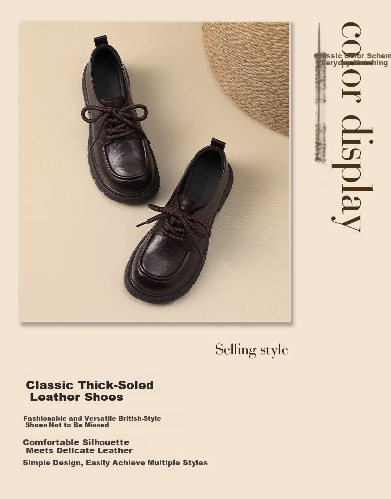 MULINSEN Women's Summer Versatile Block Heel Loafers Comfortable Commuter British Style Leather Shoes Brown Size 36 2