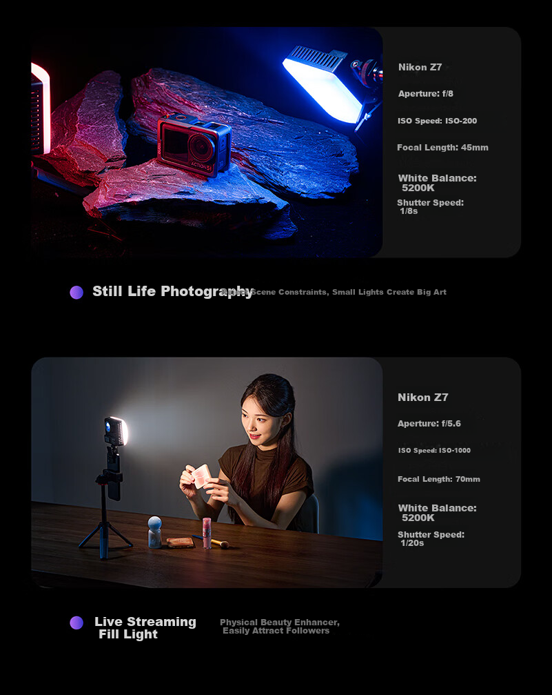 Llano Camera Top Flash Mini Portable Pocket Fill Light Tilting Flip Hot Shoe Light Compatible with Sony ZV-E10 Canon R50 Nikon Z30 Fuji 8