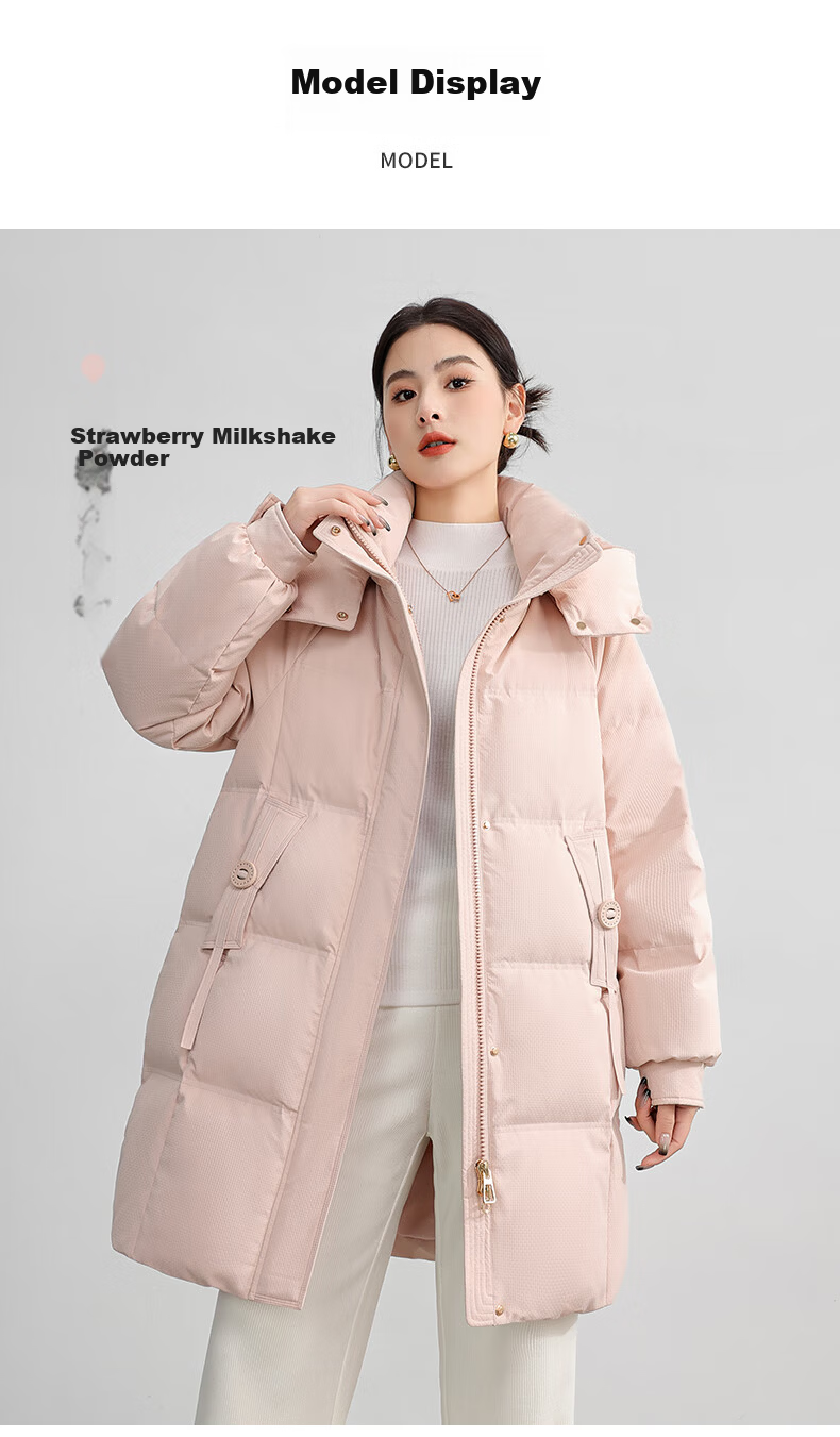 Yalu Long down Jacket for Women, 2026 New Style with Detachable Hood, Windproof, Warm, Fashionable, Thickened Autumn And Winter Coat 11