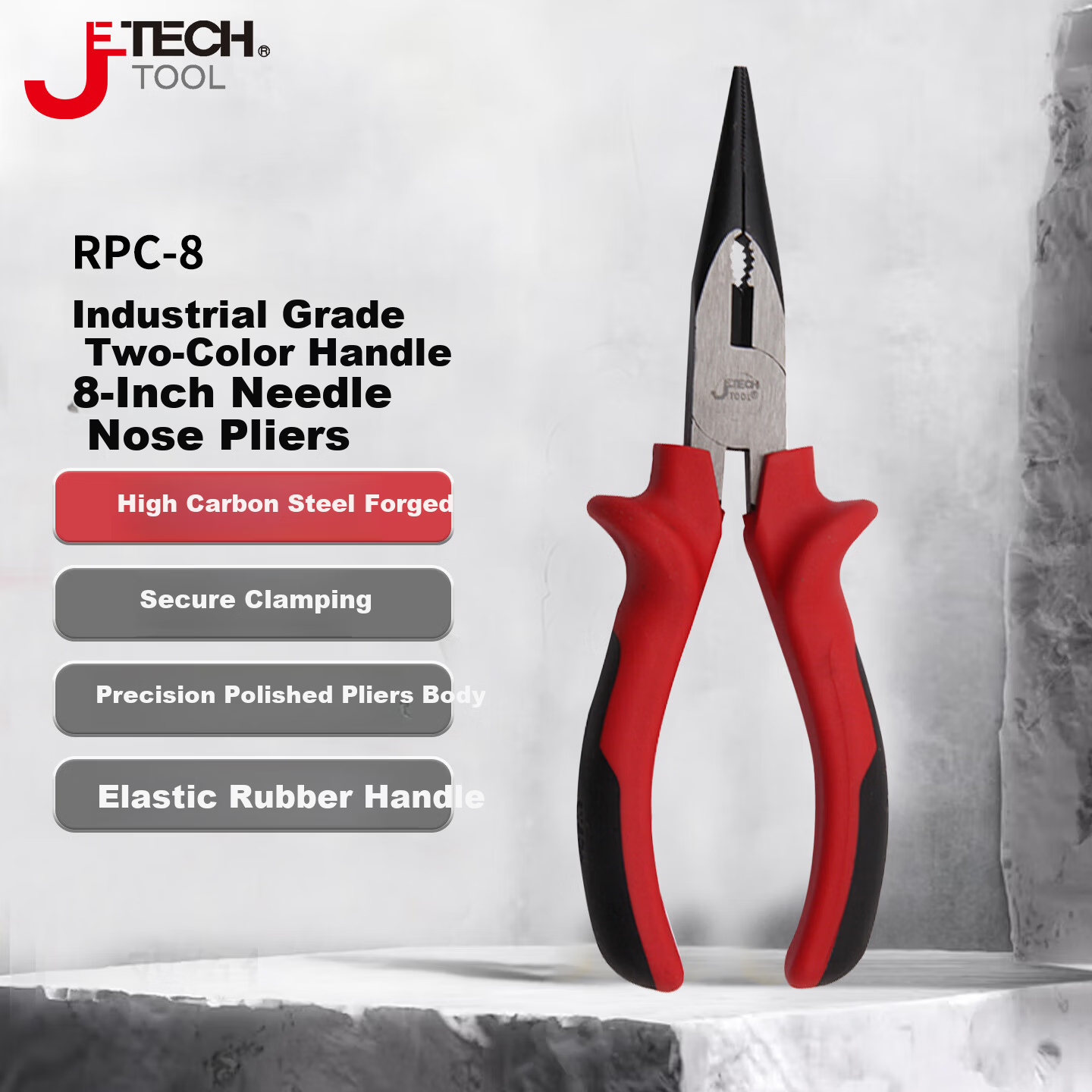 JETECH 8-Inch Multi-Function Needle Nose Pliers with Teeth, Electrician Wire Cutter, RPC-8